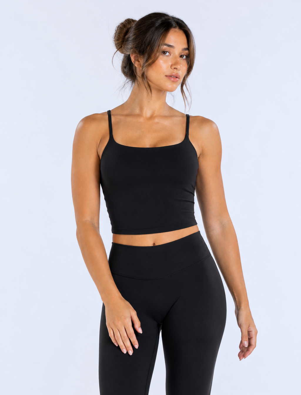 SoftCore Strappy Crop Top - Black